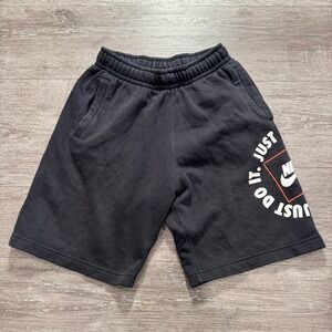 Nike Shorts Youth Medium Black Fleece Just Do It‎ Graphic Logo 8" Casual Boys